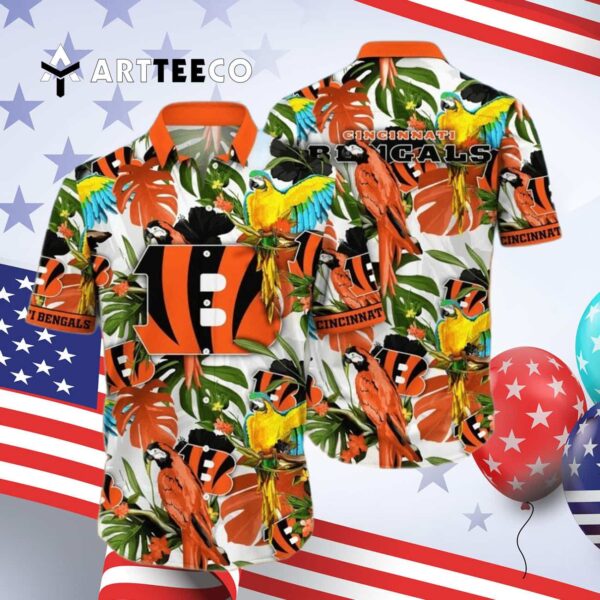 Cincinnati Bengals Flower Colorful Pattern Hawaiian Shirt 4