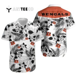 Cincinnati Bengals Logo White Hawaiian Shirt 1