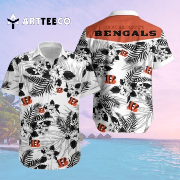 Cincinnati Bengals Logo White Hawaiian Shirt 2