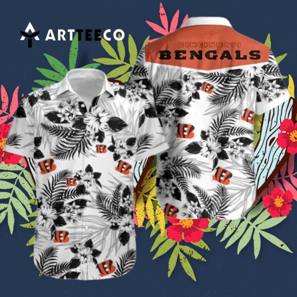 Cincinnati Bengals Logo White Hawaiian Shirt 3