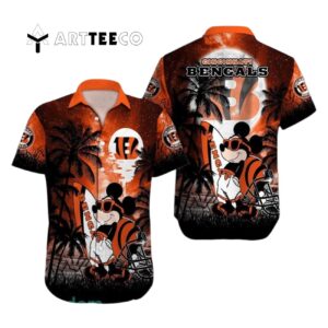 Cincinnati Bengals Mickey Mouse Beach Pattern Hawaiian Shirt 1