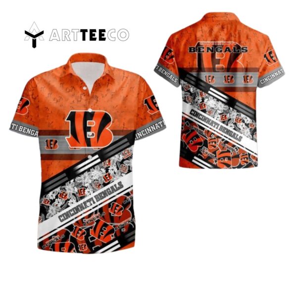 Cincinnati Bengals Summer Team Logo Pattern Hawaiian Shirt 1