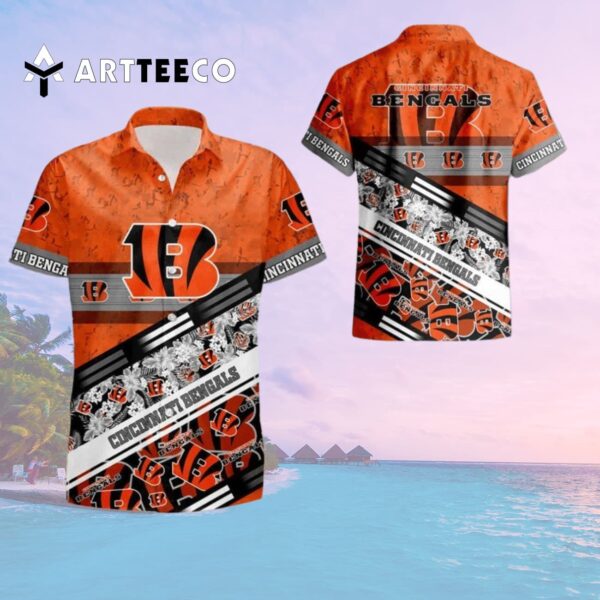 Cincinnati Bengals Summer Team Logo Pattern Hawaiian Shirt 2
