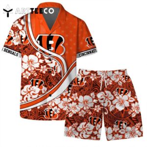 Cincinnati Bengals Team Logo Pattern Us Flag Hawaiian Shirt and Shorts Set