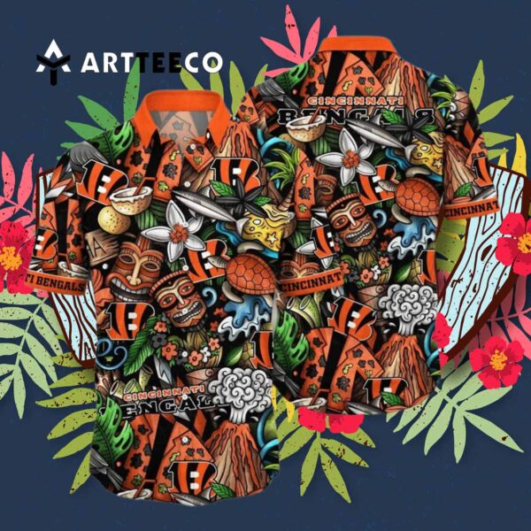 Cincinnati Bengals Tiki Pattern Hawaiian Shirt 3