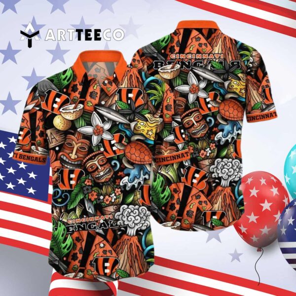 Cincinnati Bengals Tiki Pattern Hawaiian Shirt 4