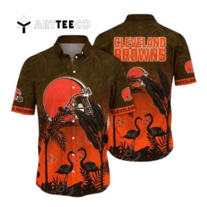 Cleveland Browns Flora Sunset Hawaiian Shirt 1