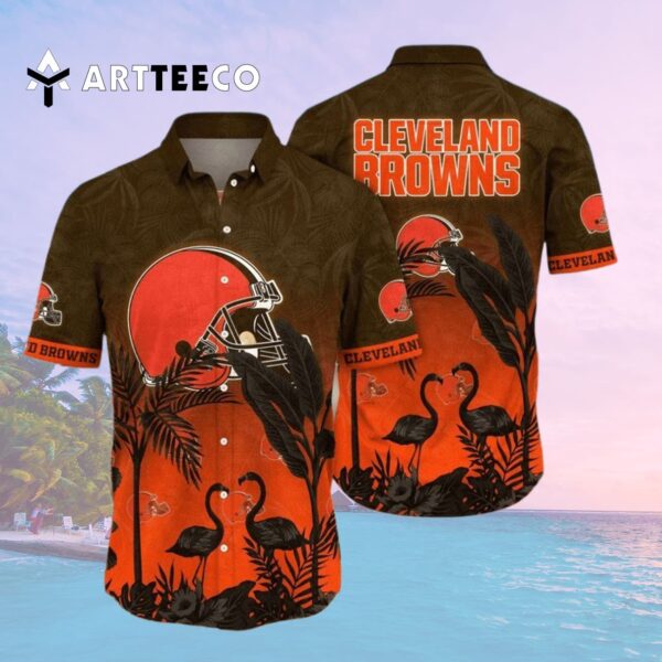 Cleveland Browns Flora Sunset Hawaiian Shirt 2