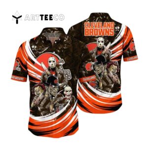 Cleveland Browns Halloween Horror Movies Hawaiian Shirt 1