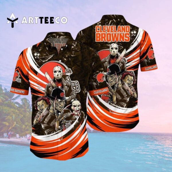 Cleveland Browns Halloween Horror Movies Hawaiian Shirt 2