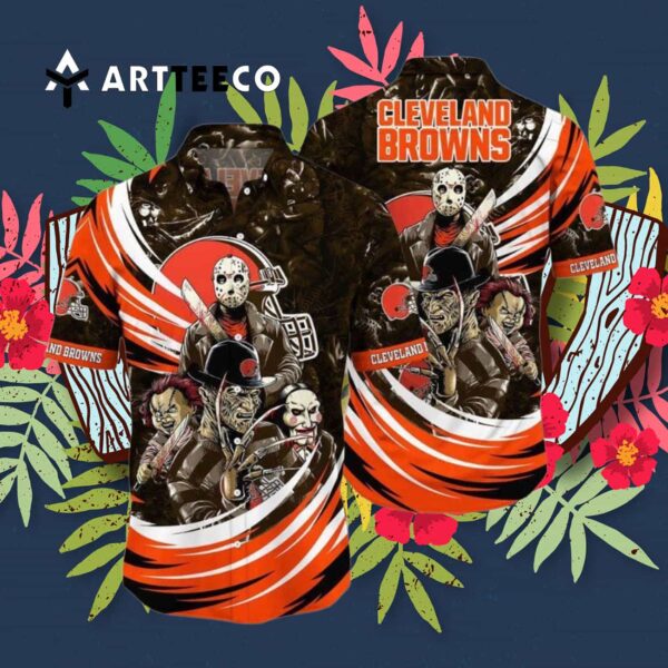 Cleveland Browns Halloween Horror Movies Hawaiian Shirt 3