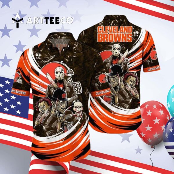 Cleveland Browns Halloween Horror Movies Hawaiian Shirt 4
