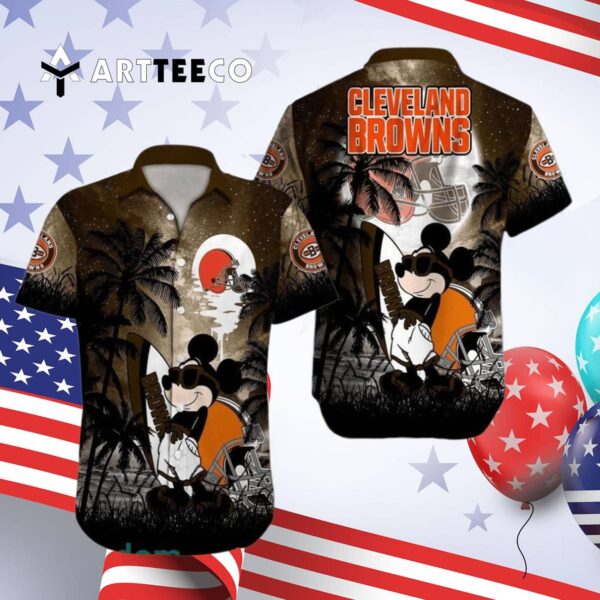 Cleveland Browns Mickey Mouse Aloha Hawaiian Shirt 4