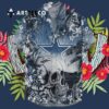 Cleveland Browns Skull Tropical Flower Pattern Hawaiian Shirt 3