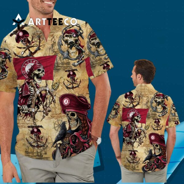 Crimson Tide Pirates Retro Hawaiian Shirt 3