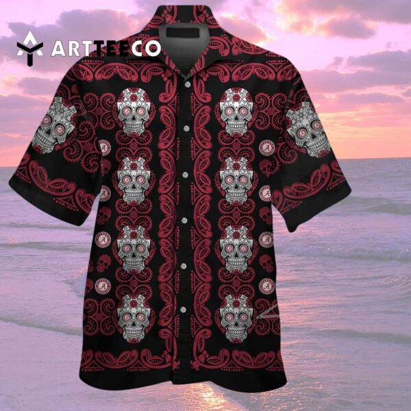 Crimson Tide Skull Hawaiian Shirt 2