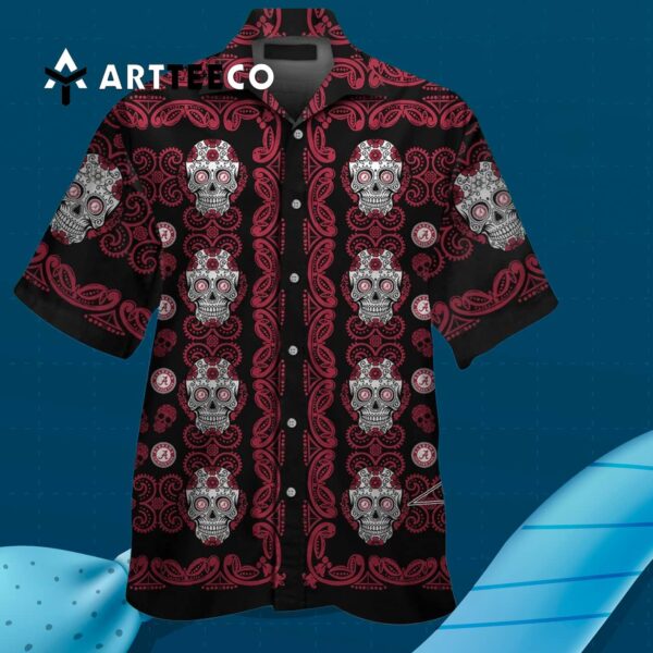 Crimson Tide Skull Hawaiian Shirt 3