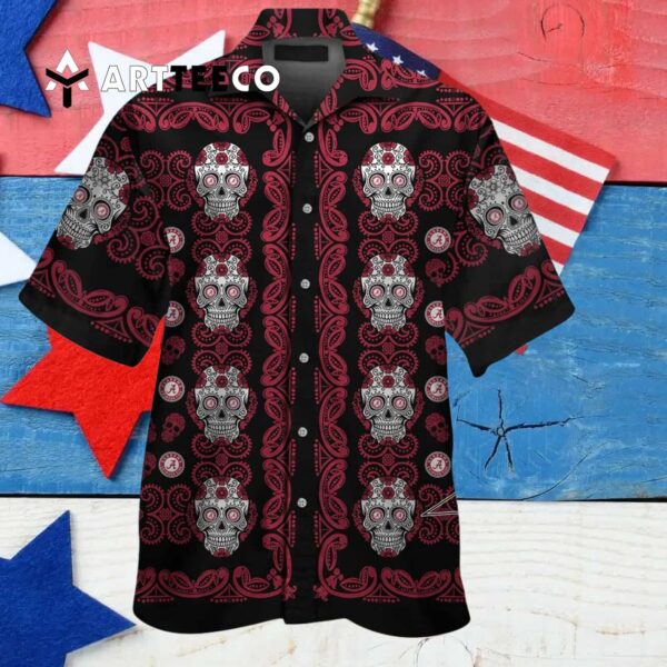 Crimson Tide Skull Hawaiian Shirt 4