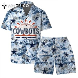 Dallas Cowboys Team Logo Pattern Football Hawaiian Shirt and Shorts Set