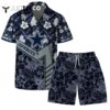 Dallas Cowboys Team Logo Pattern Hibiscus Flower Hawaiian Shirt and Shorts Set