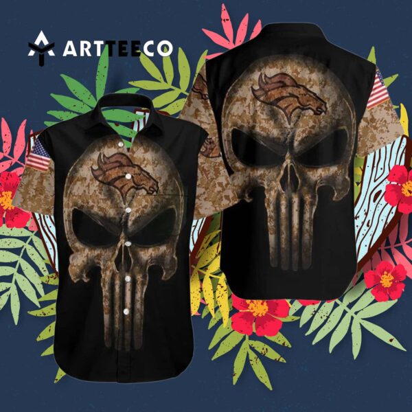 Denver Broncos Camouflage Skull Hawaiian Shirt 3