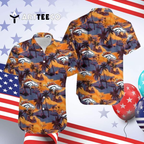 Denver Broncos Logo Pattern Hawaiian Shirt 4