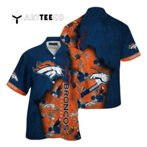 Denver Broncos Navy Blue Orange Hawaiian Shirt 1