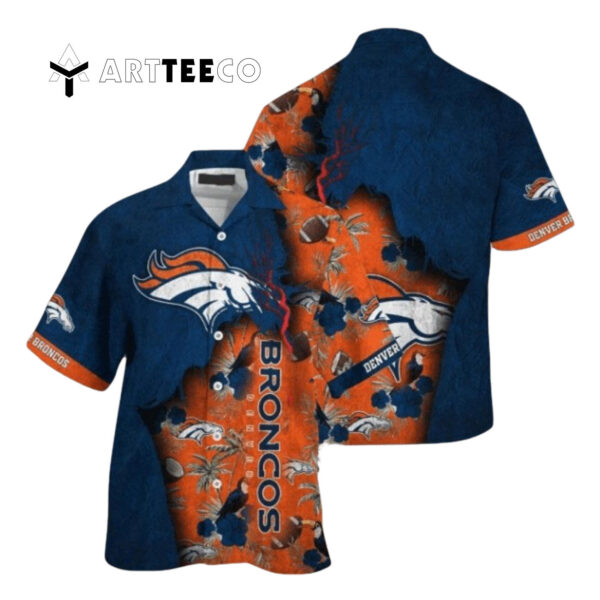 Denver Broncos Navy Blue Orange Hawaiian Shirt 1