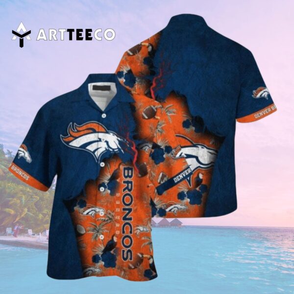 Denver Broncos Navy Blue Orange Hawaiian Shirt 2