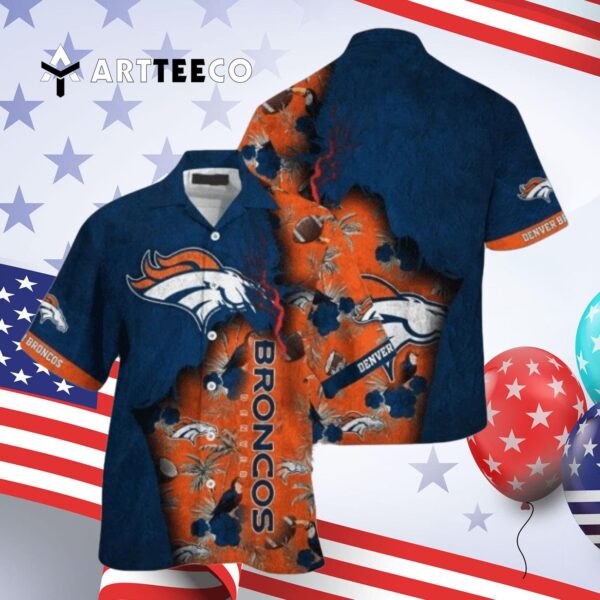 Denver Broncos Navy Blue Orange Hawaiian Shirt 4