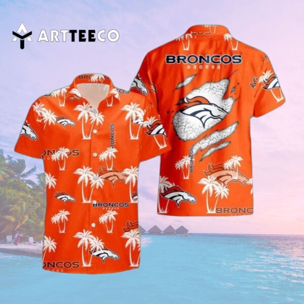 Denver Broncos Palm Tree Pattern Hawaiian Shirt 2