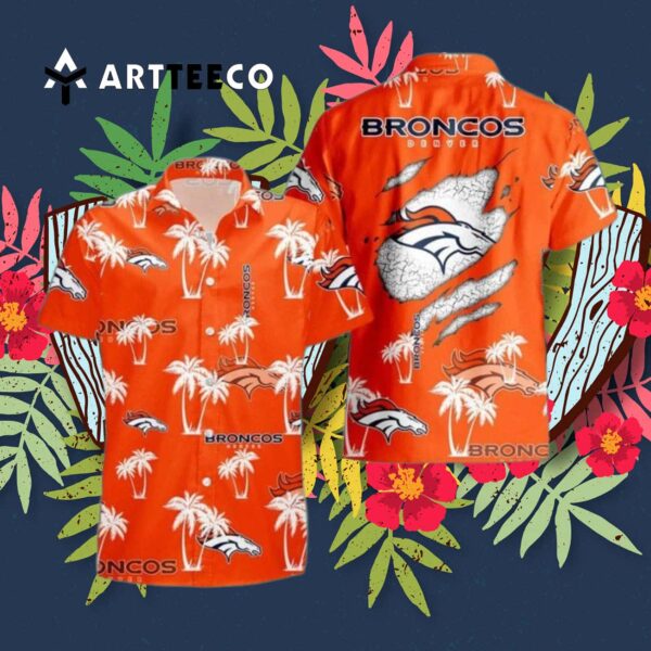Denver Broncos Palm Tree Pattern Hawaiian Shirt 3