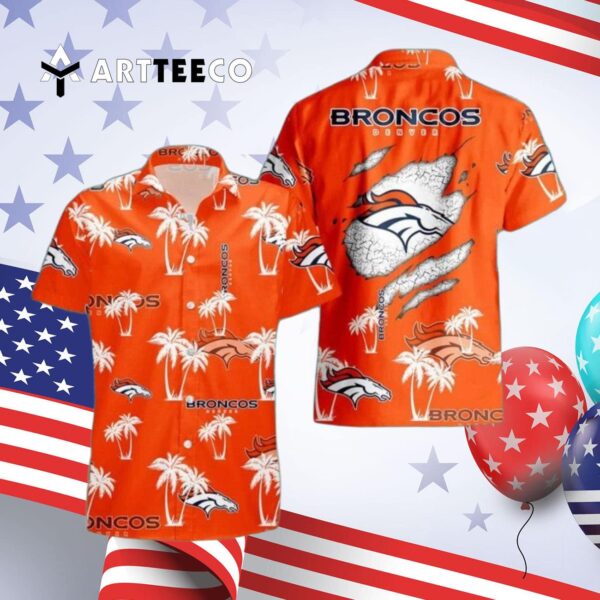 Denver Broncos Palm Tree Pattern Hawaiian Shirt 4