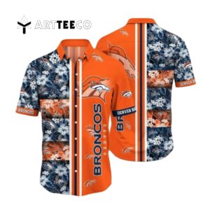 Denver Broncos Tropical Flowers Orange Hawaiian Shirt 1