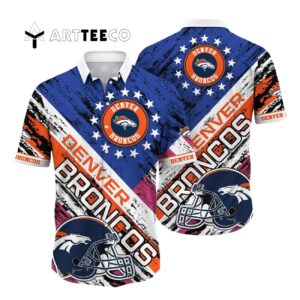 Denver Broncos Us Flag Pattern Hawaiian Shirt 1
