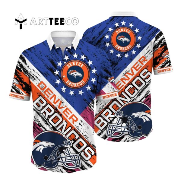 Denver Broncos Us Flag Pattern Hawaiian Shirt 1