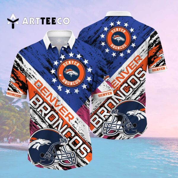 Denver Broncos Us Flag Pattern Hawaiian Shirt 2