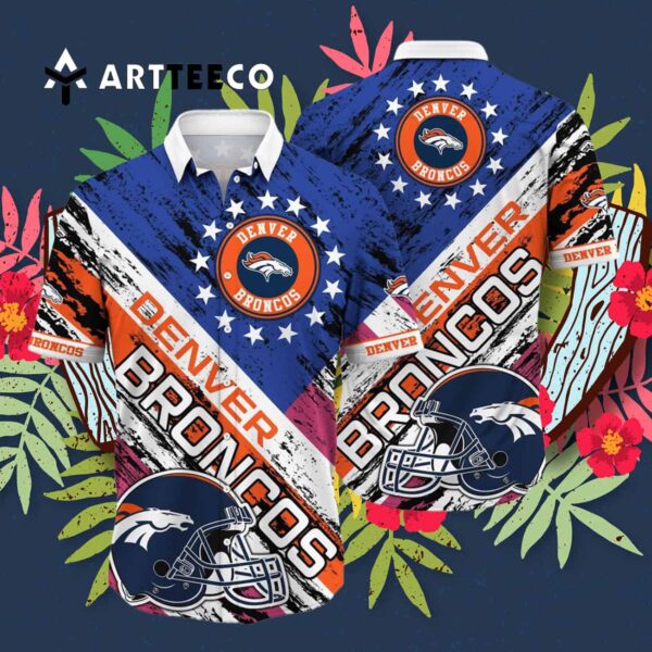 Denver Broncos Us Flag Pattern Hawaiian Shirt 3