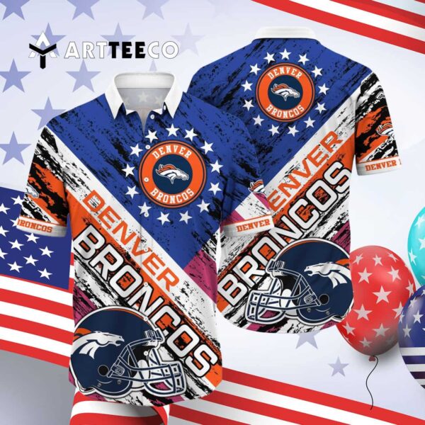 Denver Broncos Us Flag Pattern Hawaiian Shirt 4