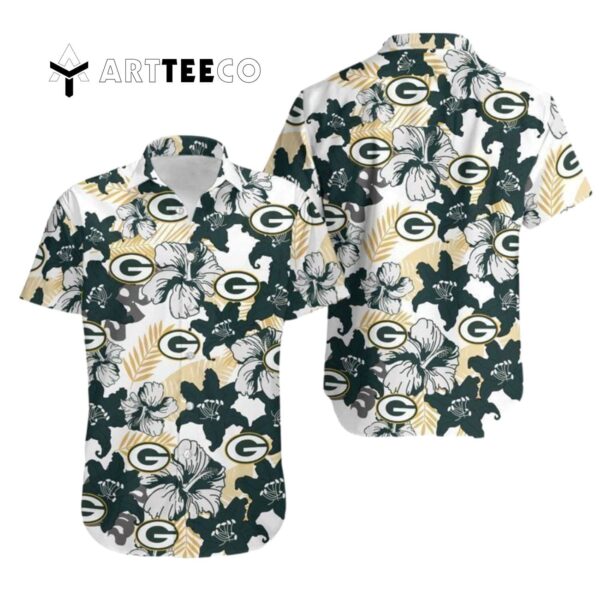 Green Bay Packers Aloha White Background Hawaiian Shirt 1