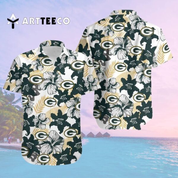 Green Bay Packers Aloha White Background Hawaiian Shirt 2