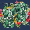 Green Bay Packers Coconut Leaves And Skulls Hawaiian Shirt 3
