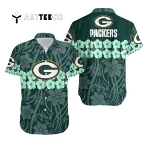 Green Bay Packers Flower And Logo Hawaiian Shirt 1