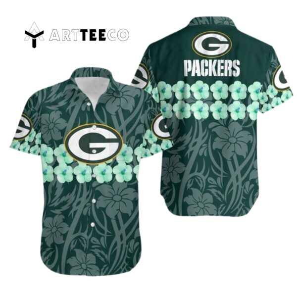 Green Bay Packers Flower And Logo Hawaiian Shirt 1