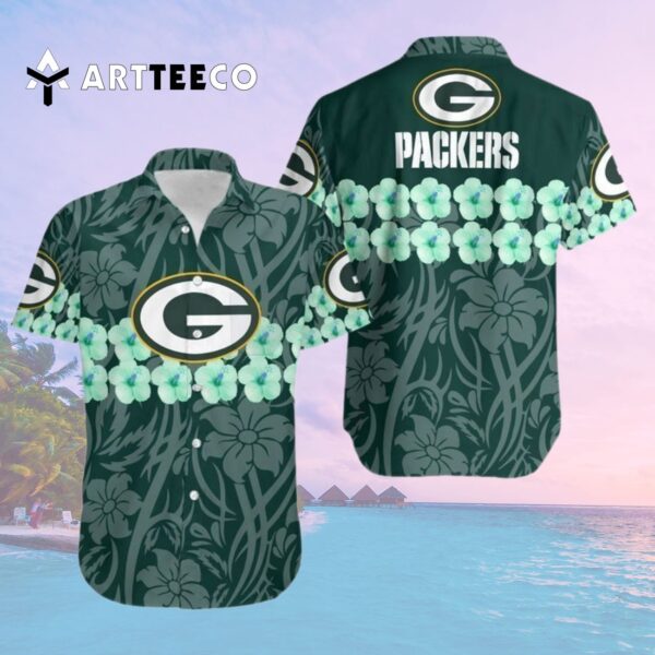 Green Bay Packers Flower And Logo Hawaiian Shirt 2