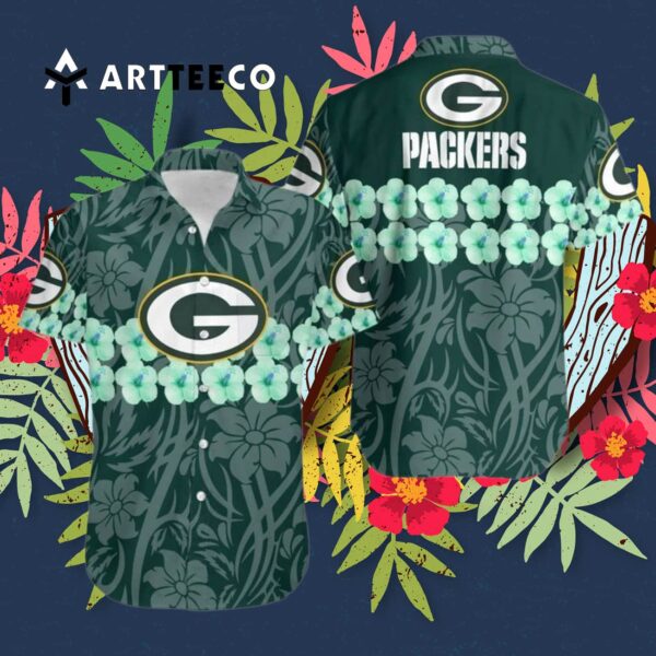 Green Bay Packers Flower And Logo Hawaiian Shirt 3