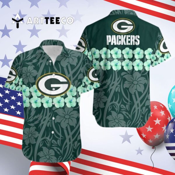 Green Bay Packers Flower And Logo Hawaiian Shirt 4