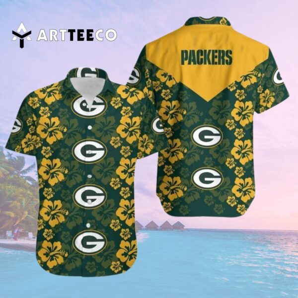 Green Bay Packers Hibiscus Flowers Hawaiian Shirt 2