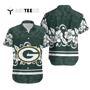 Green Bay Packers Hibiscus Flowers Logo Hawaiian Shirt 1