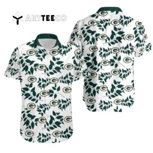 Green Bay Packers Logo And Leaves Hawaiian Shirt 1